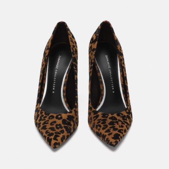 Zara Leopard Print High Heels Pointed Toe Stilettos Velvet Suede NWOB. - Picture 3 of 5